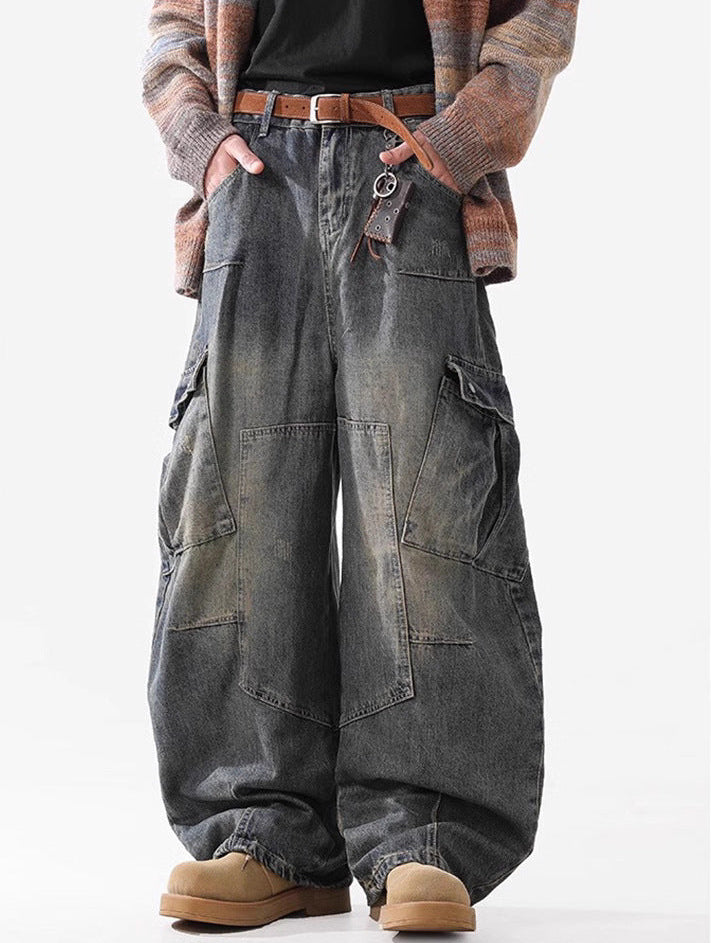 Pantalón de pierna ancha lavado desgastado