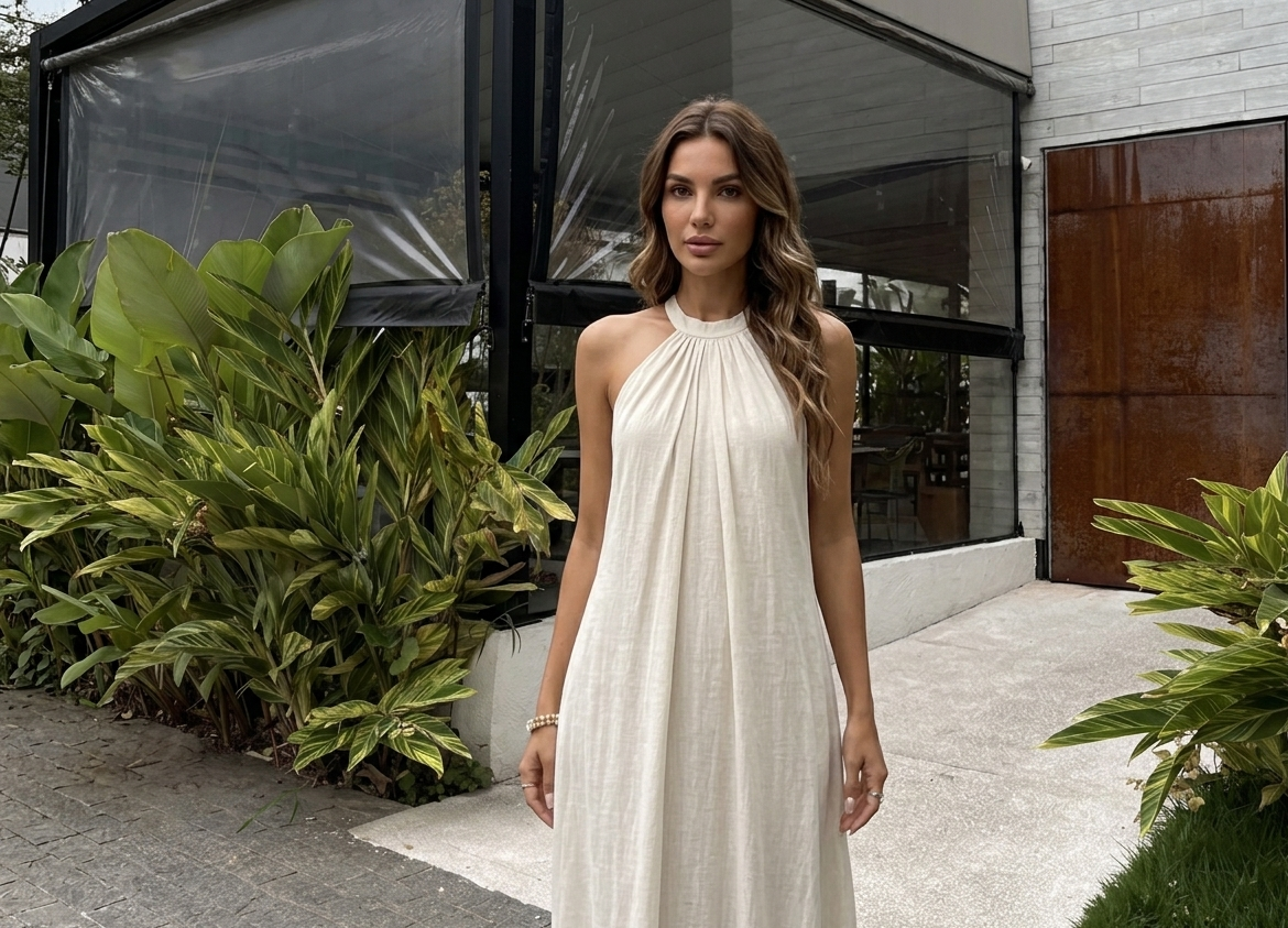Vestido halter relajado y elegante