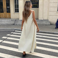 Vestido largo de color sólido con hombros descubiertos y espalda, vestido largo
