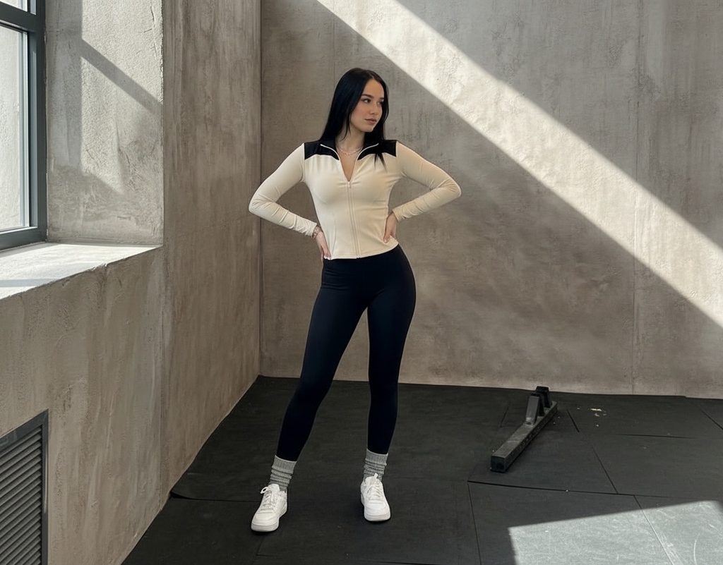 Chaqueta ajustada de yoga, fitness y running