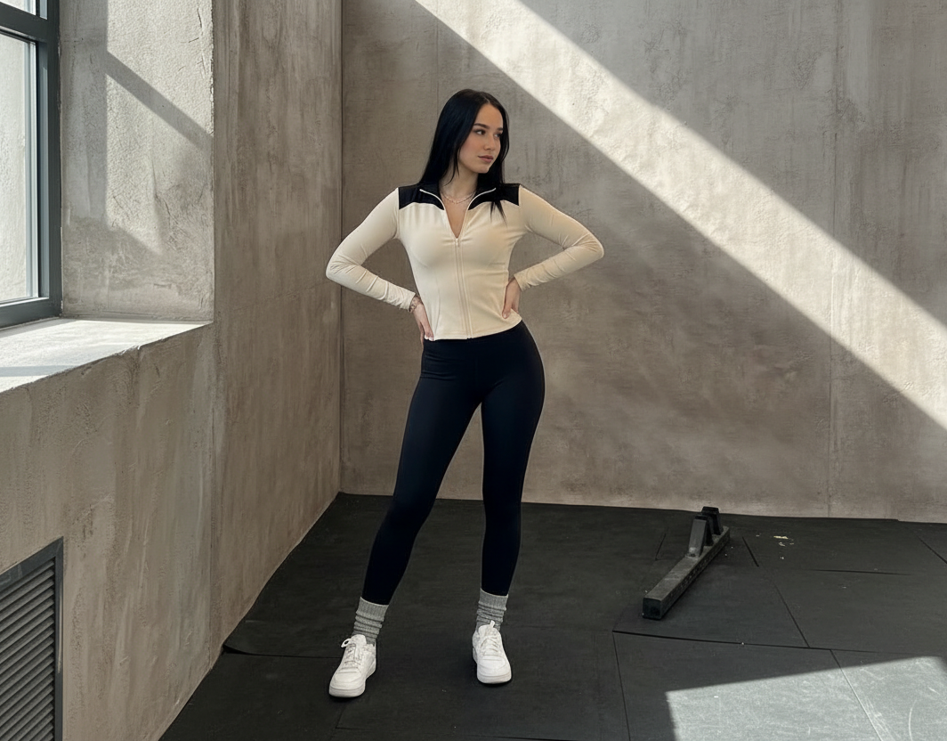 Chaqueta ajustada de yoga, fitness y running