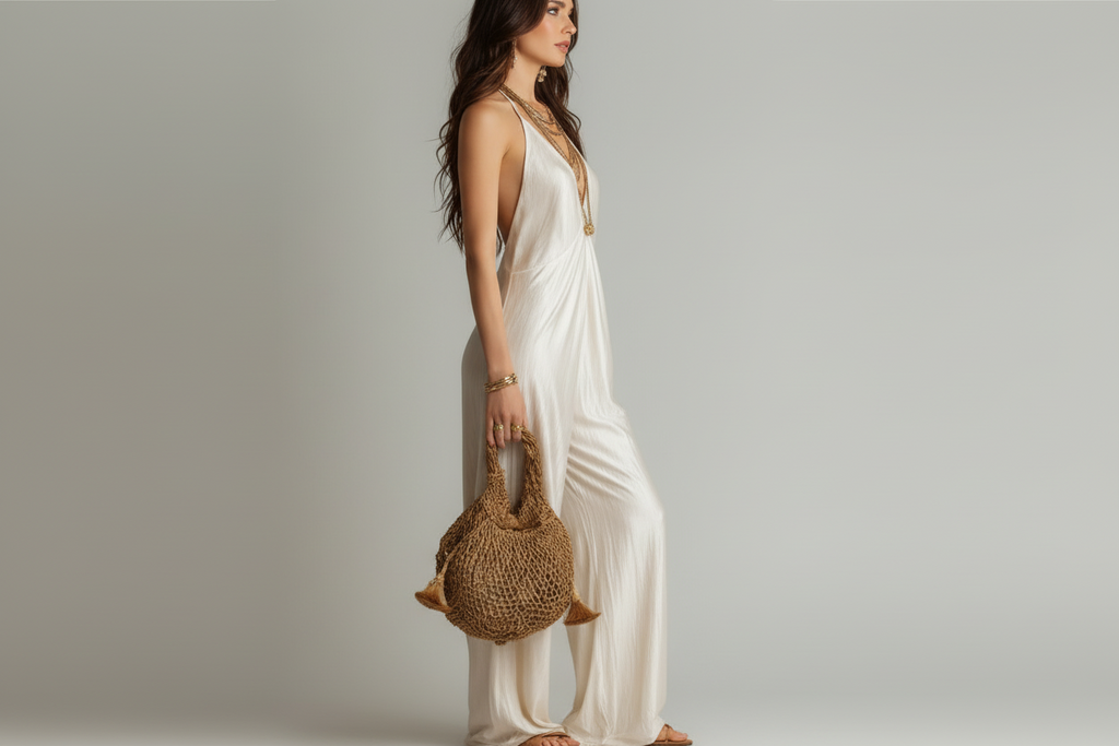 Jumpsuit con cuello colgante de estilo bohemio