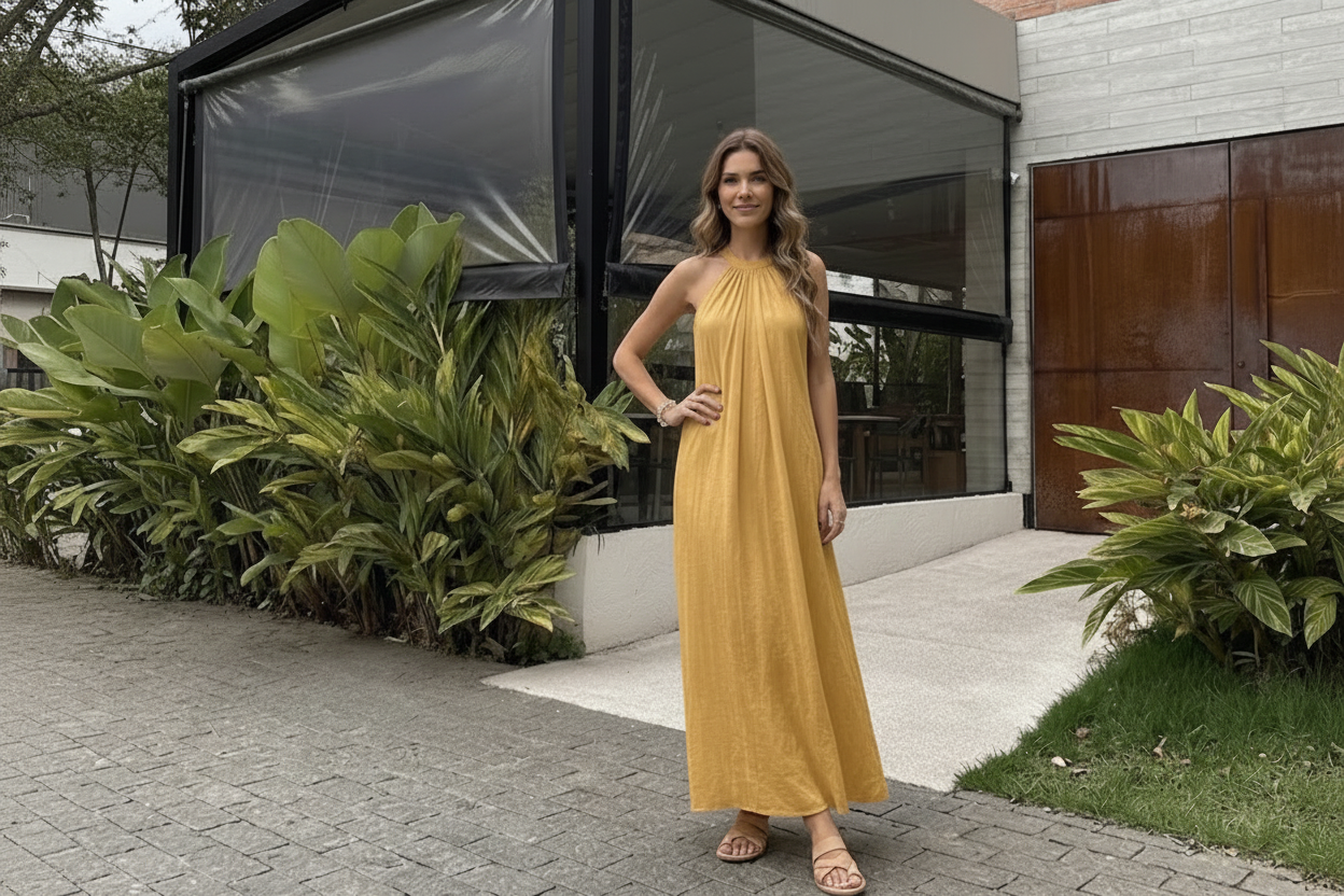 Vestido halter relajado y elegante