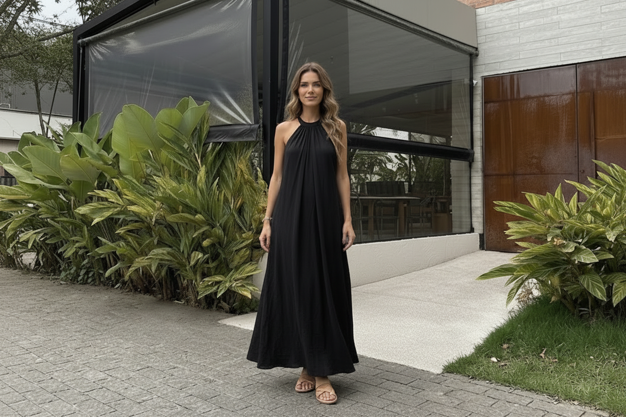 Vestido halter relajado y elegante