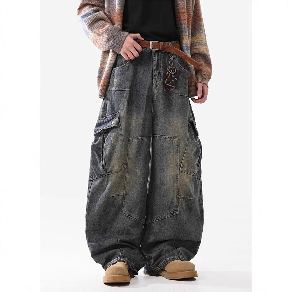 Pantalón de pierna ancha lavado desgastado