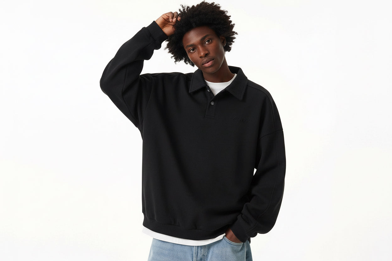 Sudadera de manga larga con botones y estampado de letras