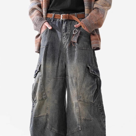 Pantalón de pierna ancha lavado desgastado