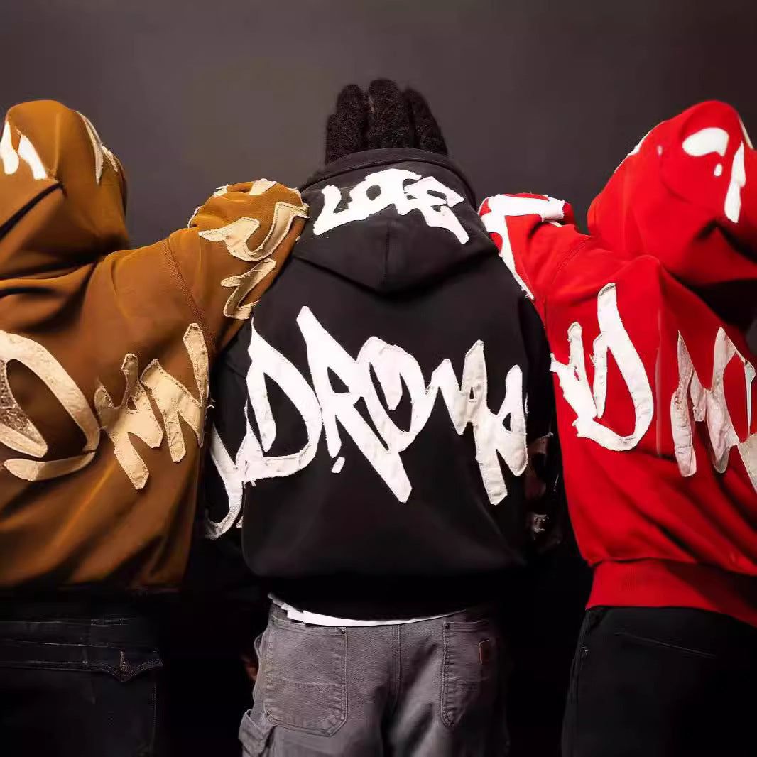 Sudadera holgada con capucha y estampado de letras en 3D
