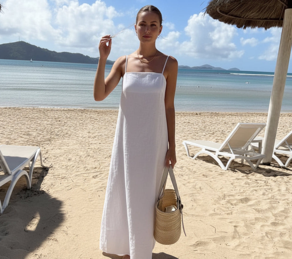 Vestido de lino de algodón