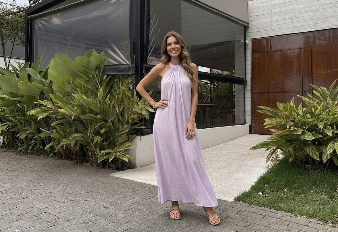 Vestido halter relajado y elegante