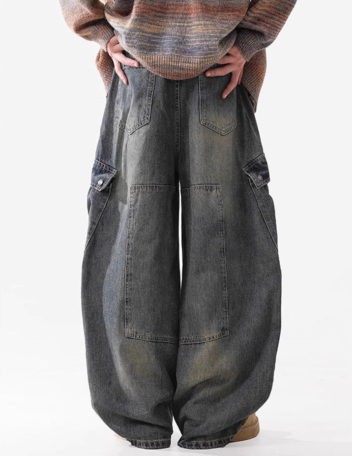 Pantalón de pierna ancha lavado desgastado