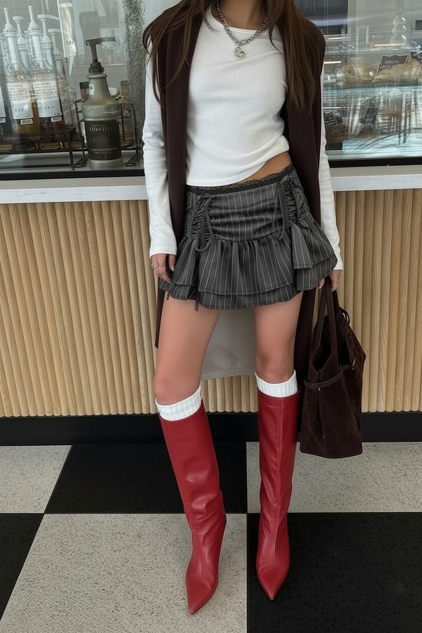 Falda corta de estilo preppy