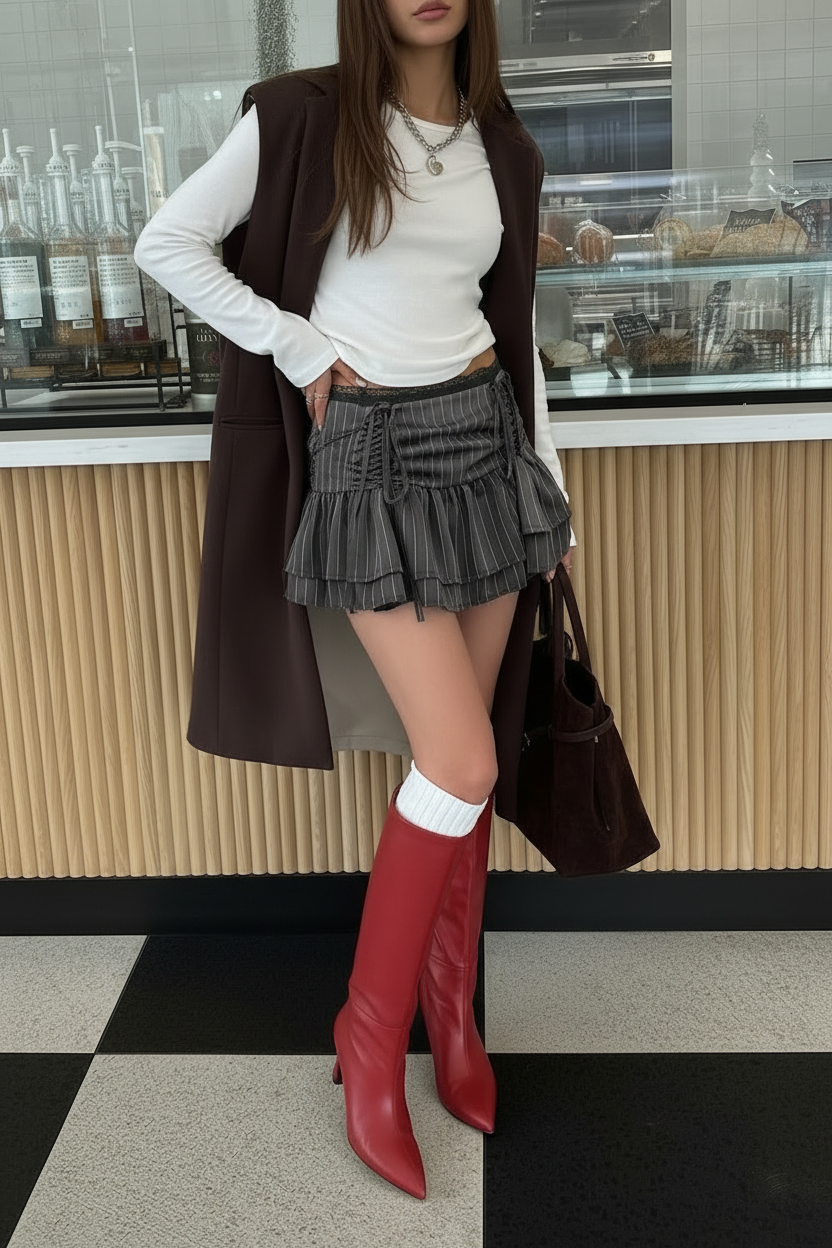 Falda corta de estilo preppy