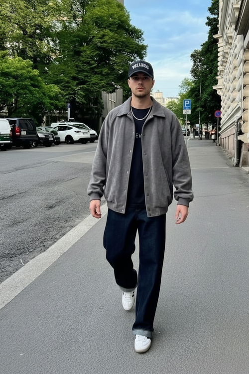 Abrigo bordado oversized para hombre