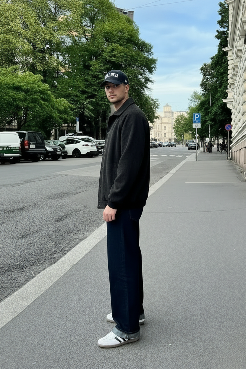 Abrigo bordado oversized para hombre