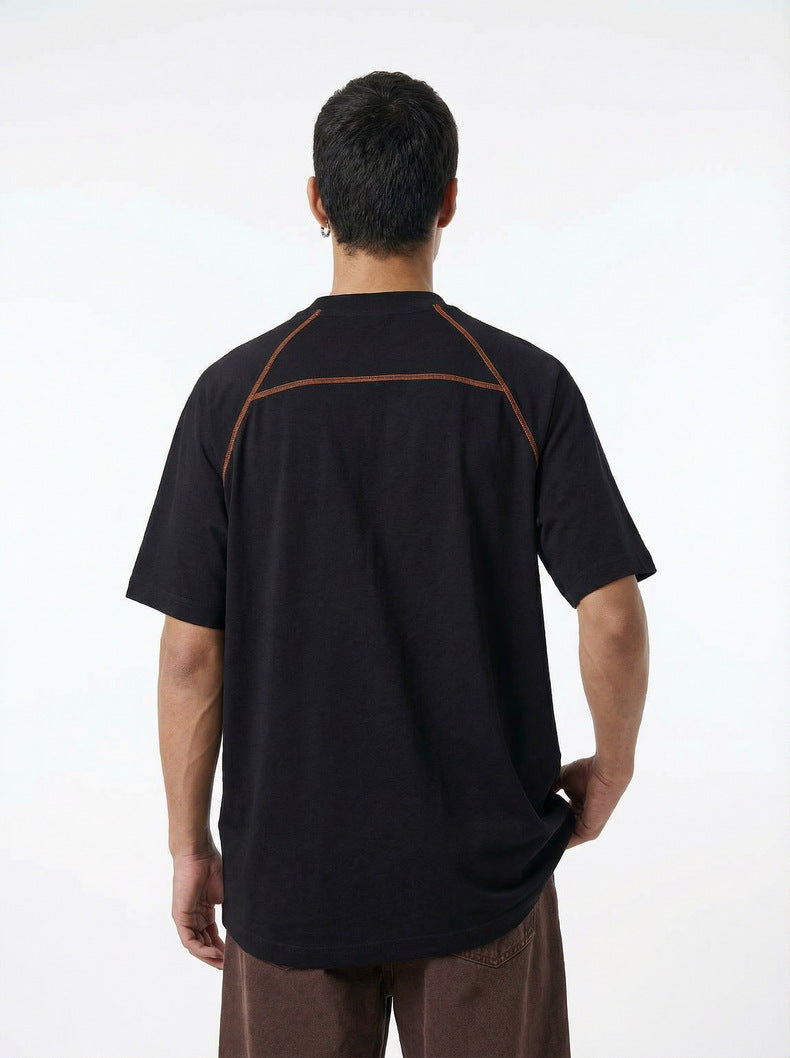 Camisa casual de manga corta raglán con bloques de color