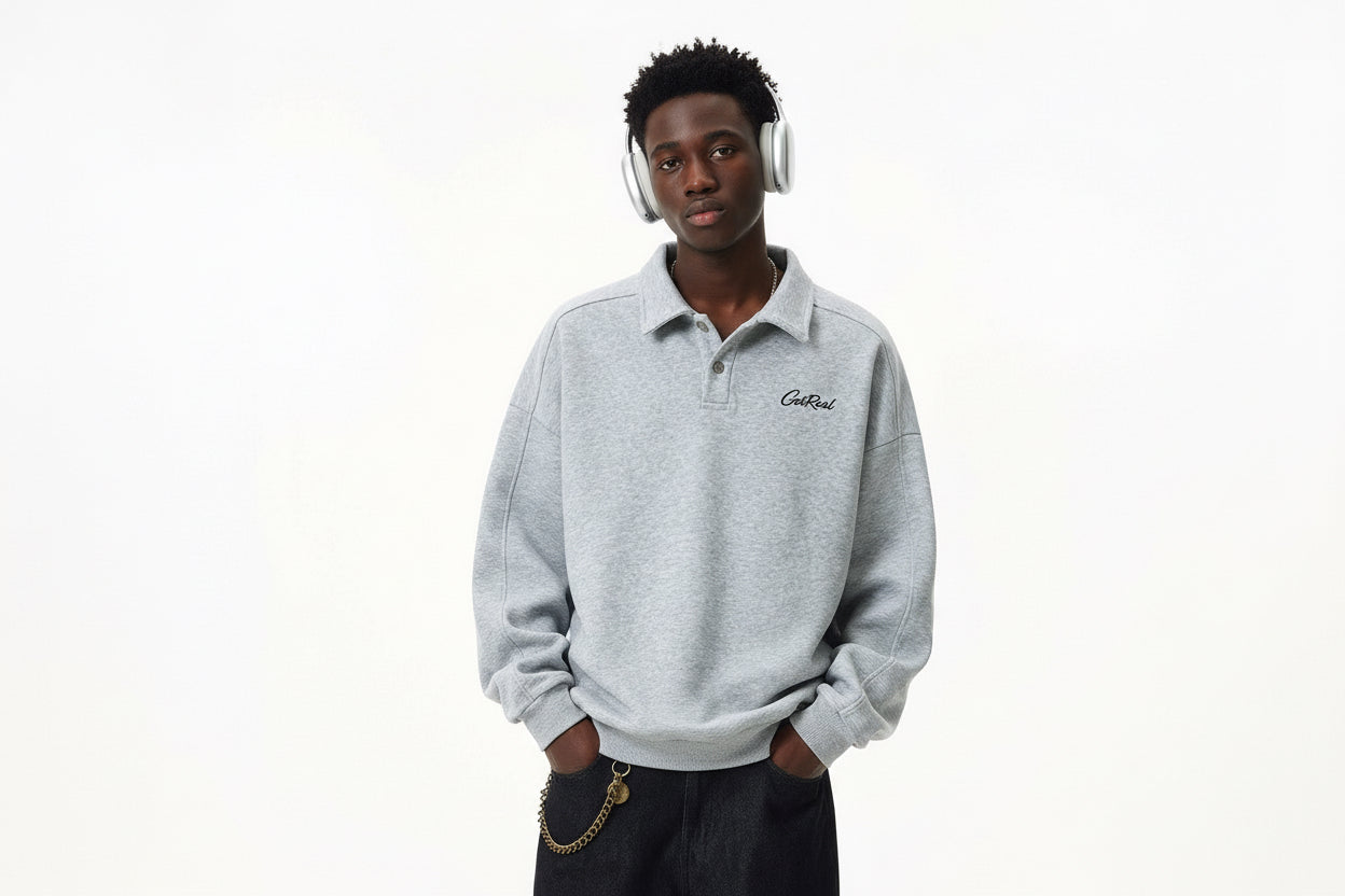 Sudadera de manga larga con botones y estampado de letras