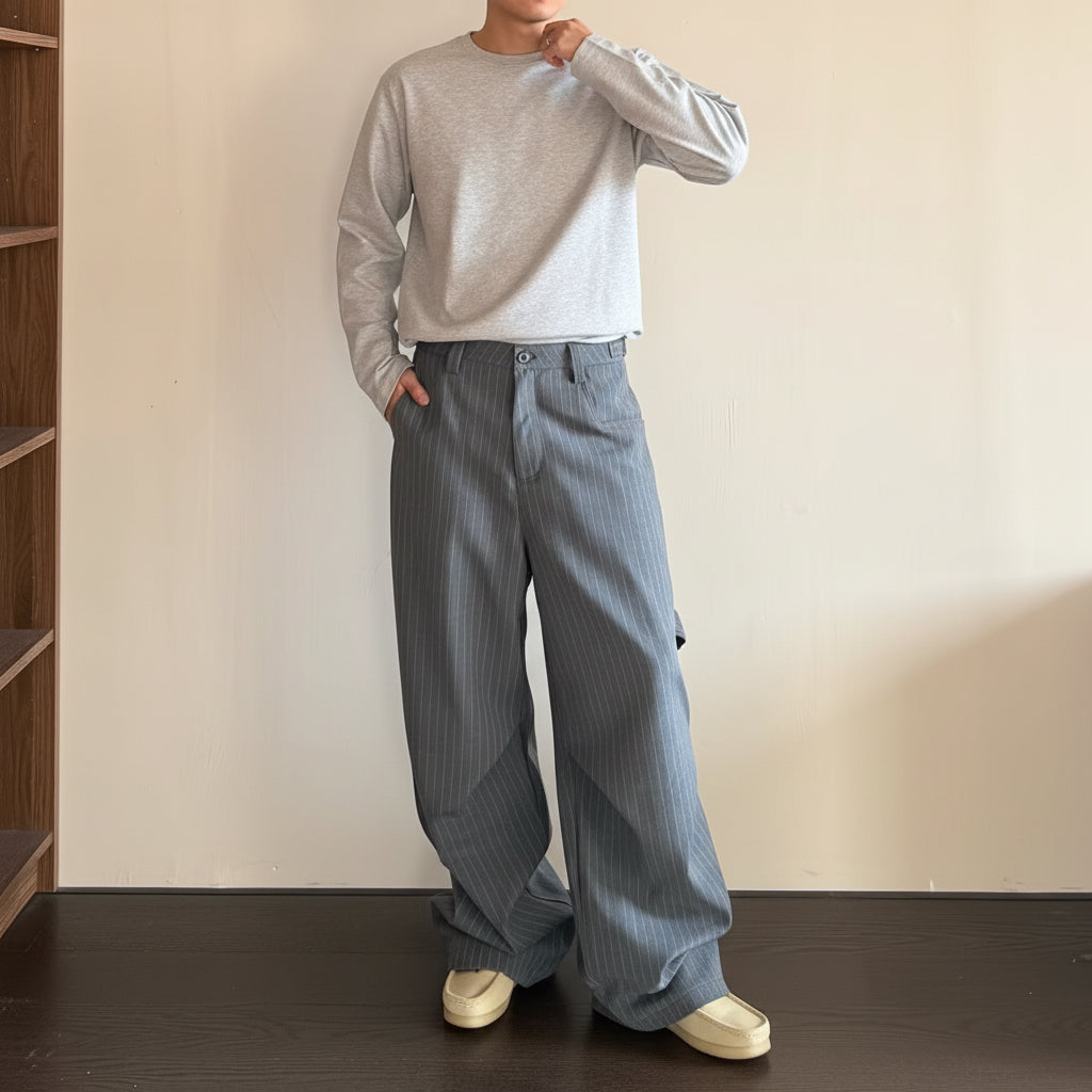 Pantalones de cintura baja con rayas