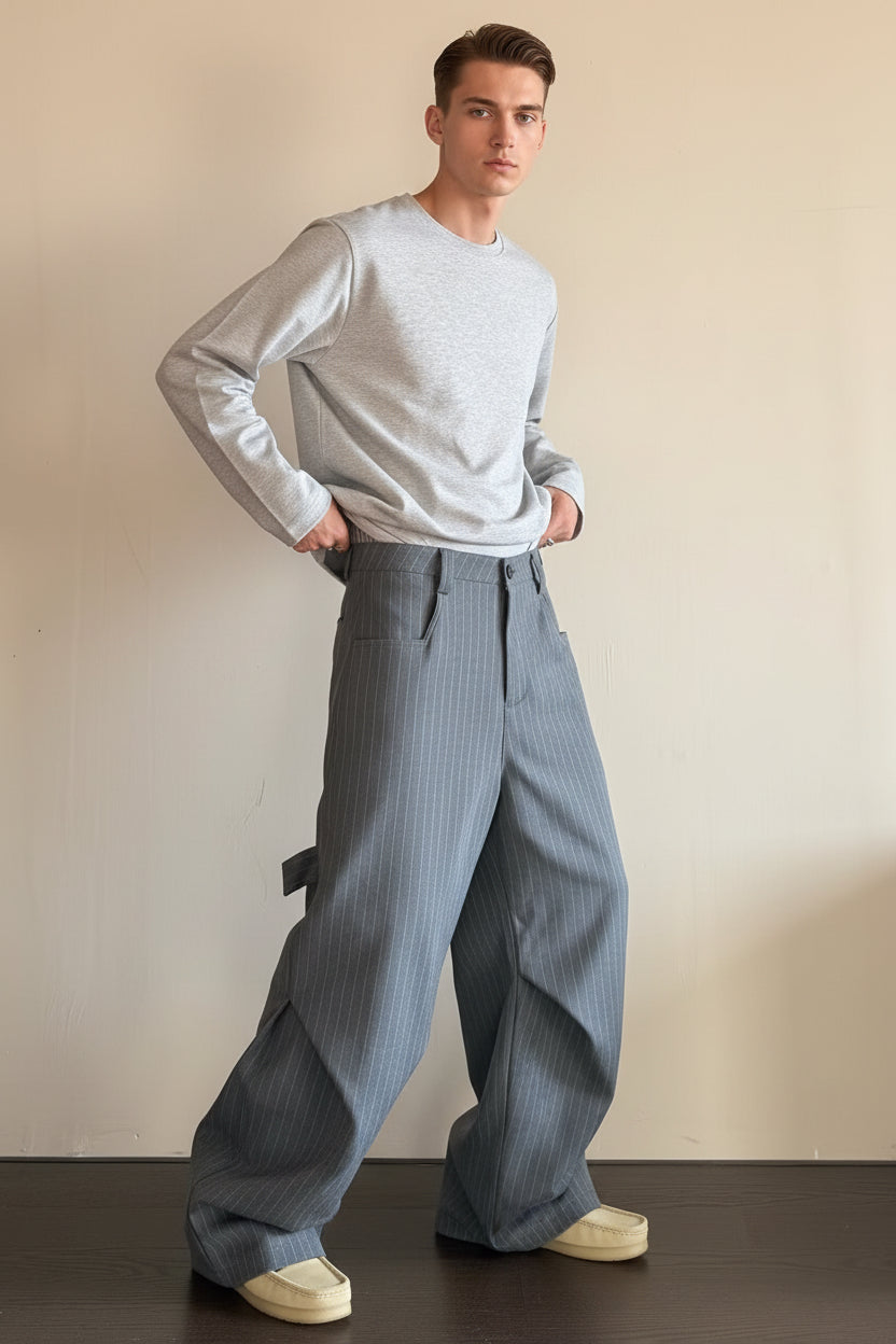 Pantalones de cintura baja con rayas